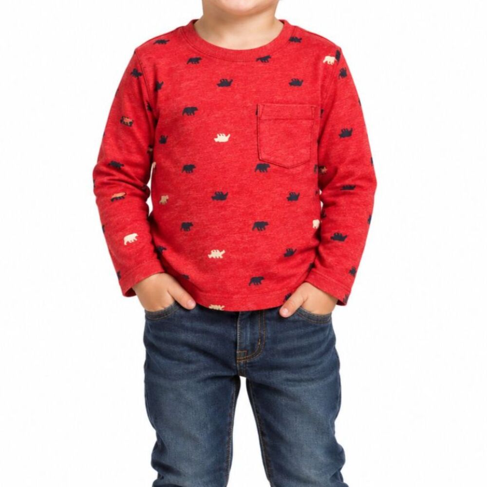 🔥5 for $30🔥 Old Navy Boys Bear Pattern Long Sleeve Shirt | Size 3T